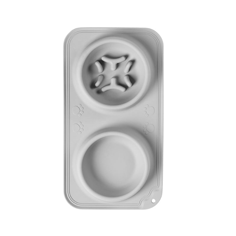 KFX-1137853 Foldable Silicone Pet Bowl - Double Feeding and Drinking Bowl with Non-Slip Design