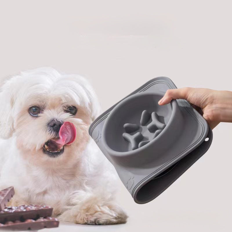 KFX-1137853 Foldable Silicone Pet Bowl - Double Feeding and Drinking Bowl with Non-Slip Design