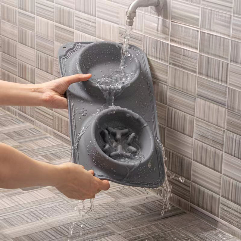 KFX-1137853 Foldable Silicone Pet Bowl - Double Feeding and Drinking Bowl with Non-Slip Design