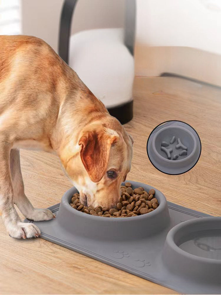 KFX-1137853 Foldable Silicone Pet Bowl - Double Feeding and Drinking Bowl with Non-Slip Design