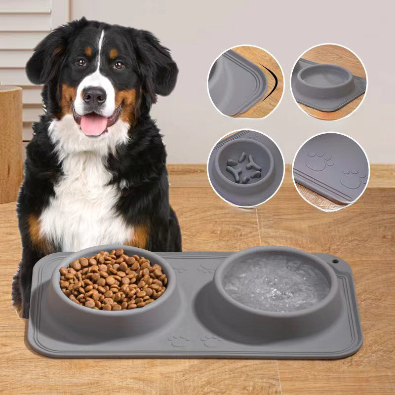 KFX-1137853 Foldable Silicone Pet Bowl - Double Feeding and Drinking Bowl with Non-Slip Design
