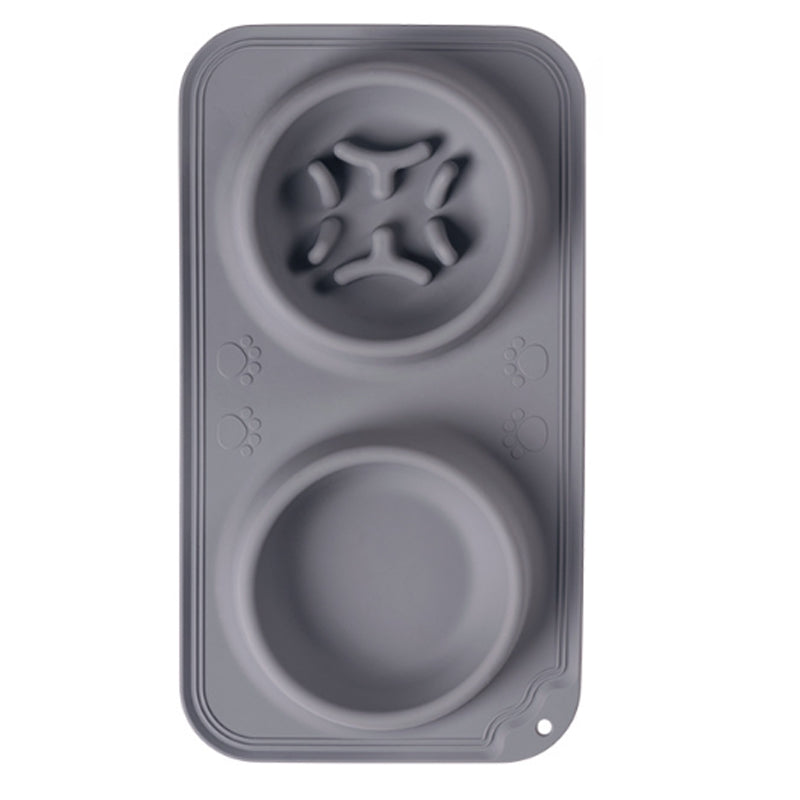 KFX-1137853 Foldable Silicone Pet Bowl - Double Feeding and Drinking Bowl with Non-Slip Design