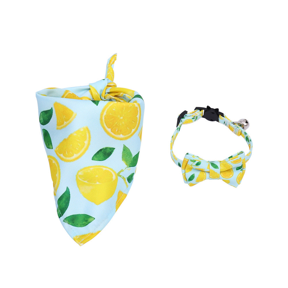 KFX-1138365 Fashionable Triangular Cat and Dog Collar with Fruit Patterns - Available in Small and Medium Sizes