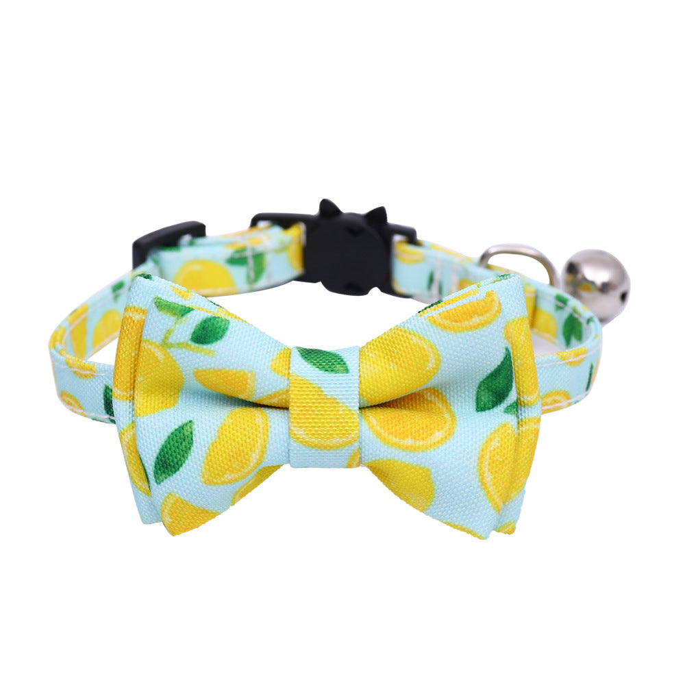 KFX-1138365 Fashionable Triangular Cat and Dog Collar with Fruit Patterns - Available in Small and Medium Sizes