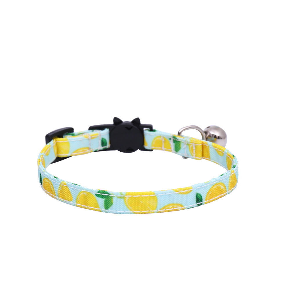 KFX-1138365 Fashionable Triangular Cat and Dog Collar with Fruit Patterns - Available in Small and Medium Sizes