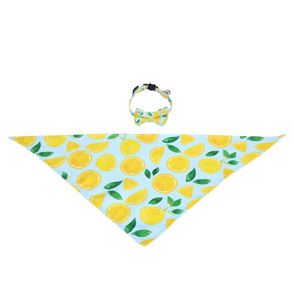 KFX-1138365 Fashionable Triangular Cat and Dog Collar with Fruit Patterns - Available in Small and Medium Sizes