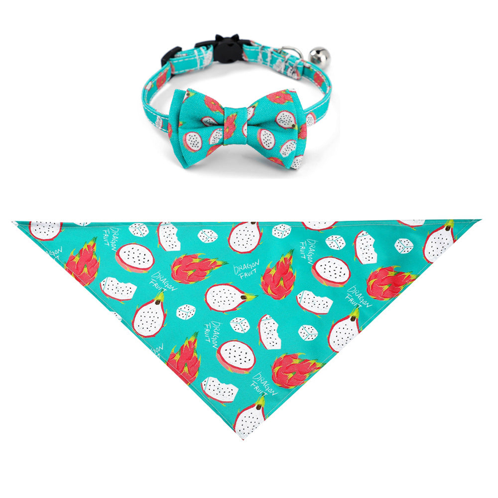 KFX-1138365 Fashionable Triangular Cat and Dog Collar with Fruit Patterns - Available in Small and Medium Sizes