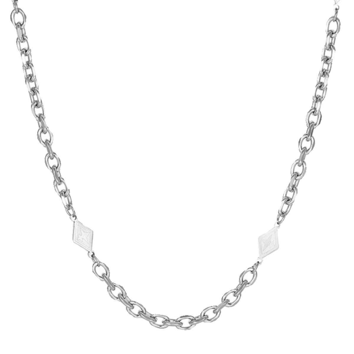 KFX-1139005 Unisex Asterism Diamond Necklace with Cuban Link Chain in Titanium Steel