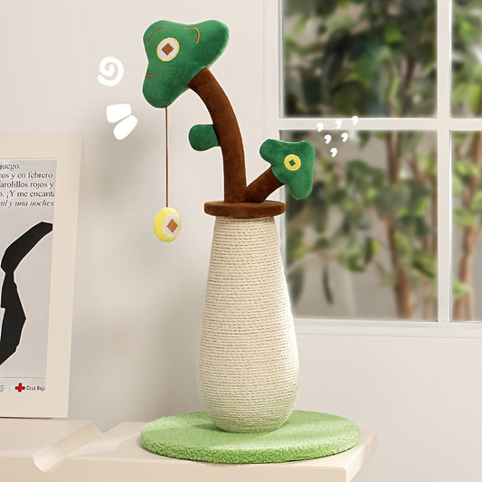 KFX-1142333 Durable Sisal Cat Scratching Pole with Interactive Ball Track and Vertical Design