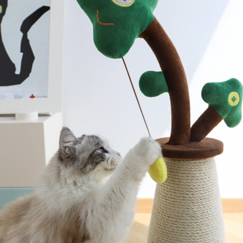 KFX-1142333 Durable Sisal Cat Scratching Pole with Interactive Ball Track and Vertical Design