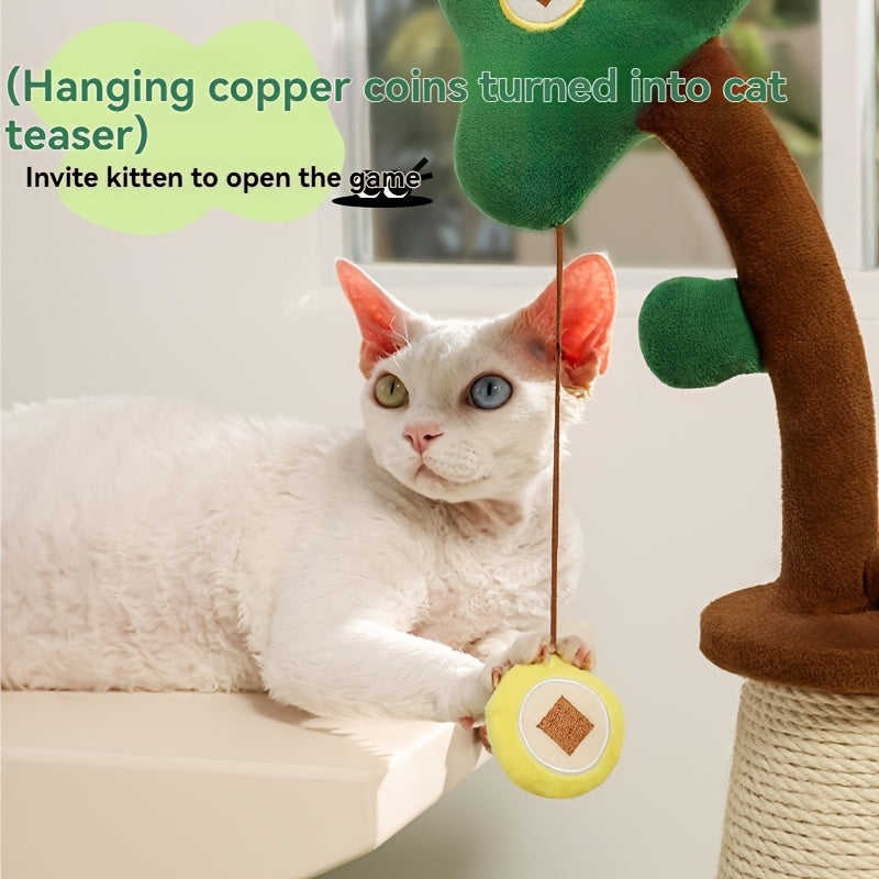 KFX-1142333 Durable Sisal Cat Scratching Pole with Interactive Ball Track and Vertical Design