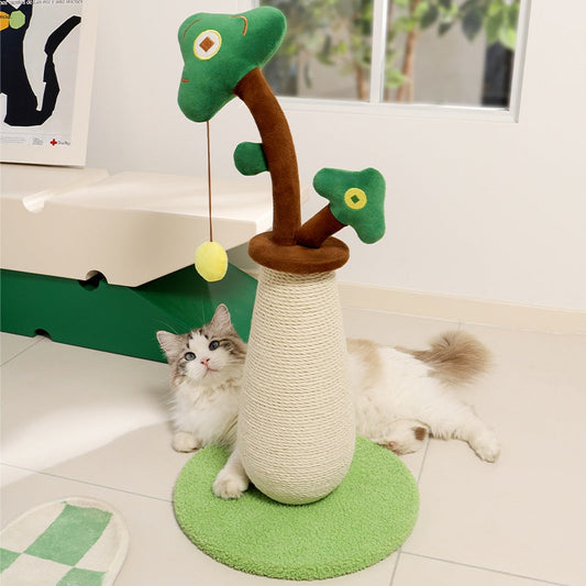 KFX-1142333 Durable Sisal Cat Scratching Pole with Interactive Ball Track and Vertical Design