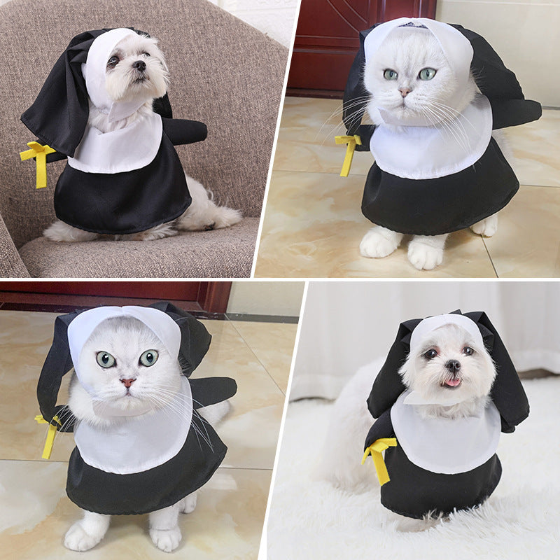 KFX-1142717 Black Nun Dress Pet Costume for Cats and Dogs - Casual Holiday Apparel