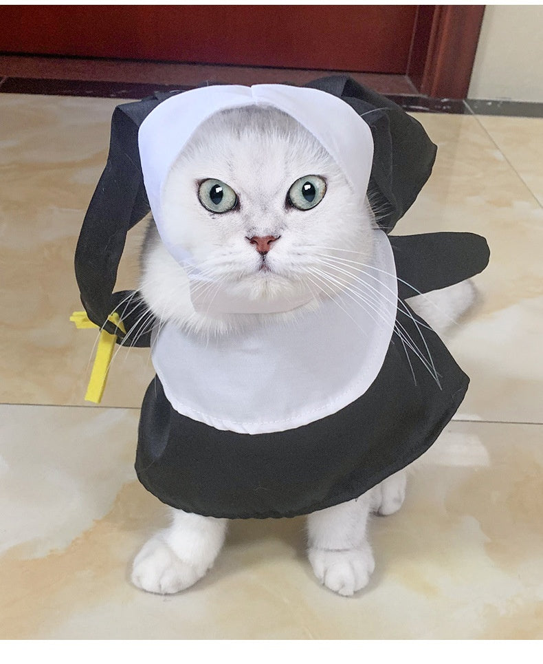 KFX-1142717 Black Nun Dress Pet Costume for Cats and Dogs - Casual Holiday Apparel