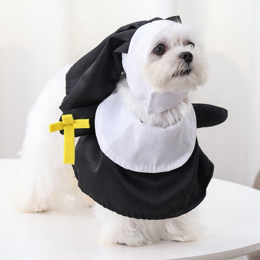 KFX-1142717 Black Nun Dress Pet Costume for Cats and Dogs - Casual Holiday Apparel
