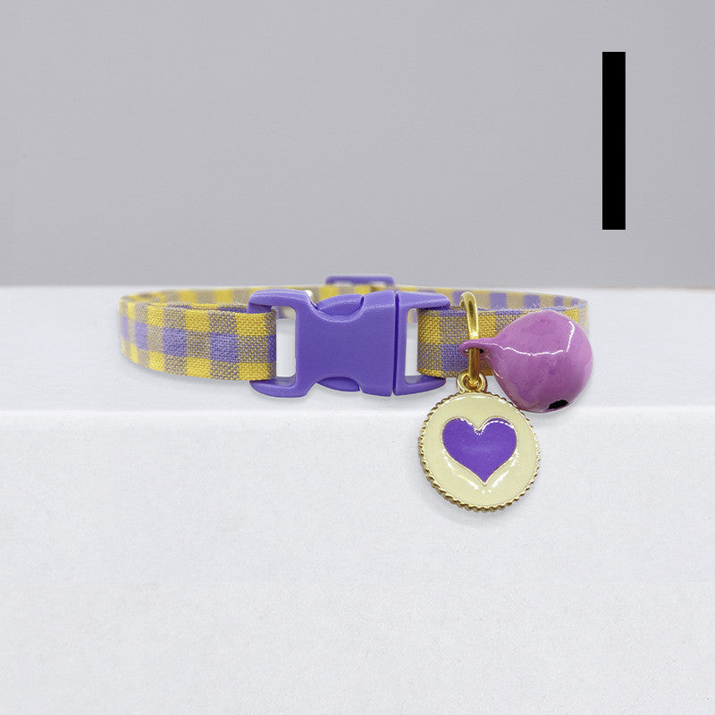 KFX-1144125 Cute Checkered Cat Collar with Bell – Various Colors and Patterns Available