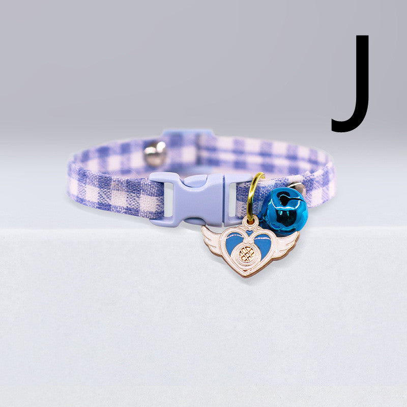 KFX-1144125 Cute Checkered Cat Collar with Bell – Various Colors and Patterns Available