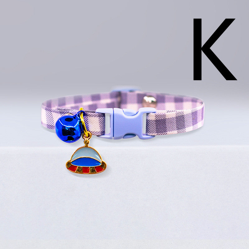 KFX-1144125 Cute Checkered Cat Collar with Bell – Various Colors and Patterns Available
