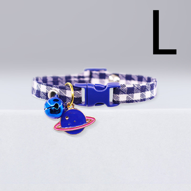 KFX-1144125 Cute Checkered Cat Collar with Bell – Various Colors and Patterns Available