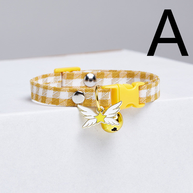KFX-1144125 Cute Checkered Cat Collar with Bell – Various Colors and Patterns Available