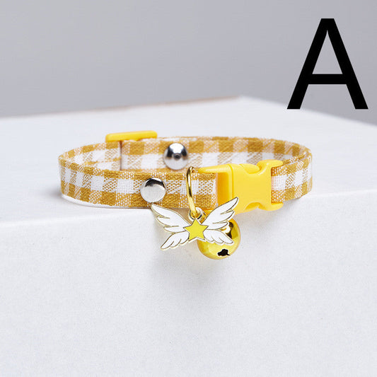 KFX-1144125 Cute Checkered Cat Collar with Bell – Various Colors and Patterns Available
