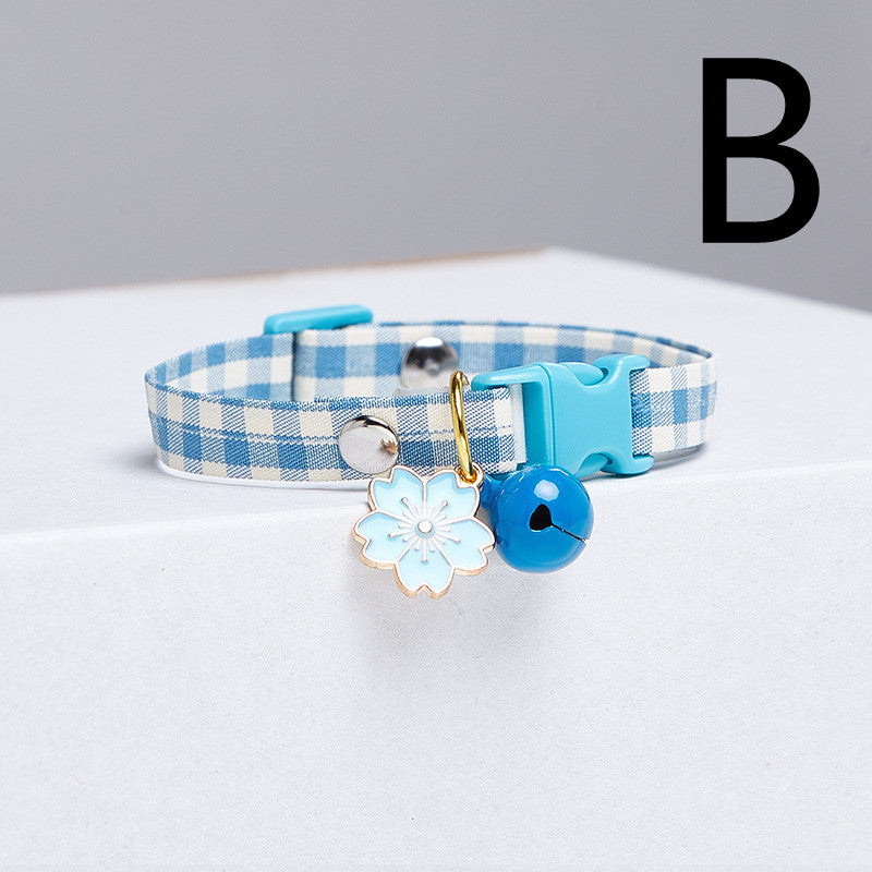 KFX-1144125 Cute Checkered Cat Collar with Bell – Various Colors and Patterns Available