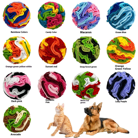 KFX-1144765 Colorful Pet Sniffing Toy Ball for Molar Training – Polar Fleece Puzzle Toy in Various Sizes and Colors