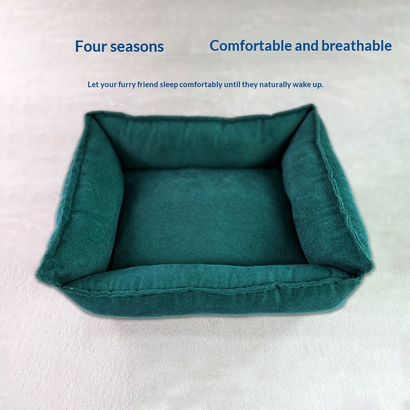 KFX-1146173 Solid Color Casual Non-Slip Dog Mat for All Seasons in Turmeric, Dark Green, and Wine Red