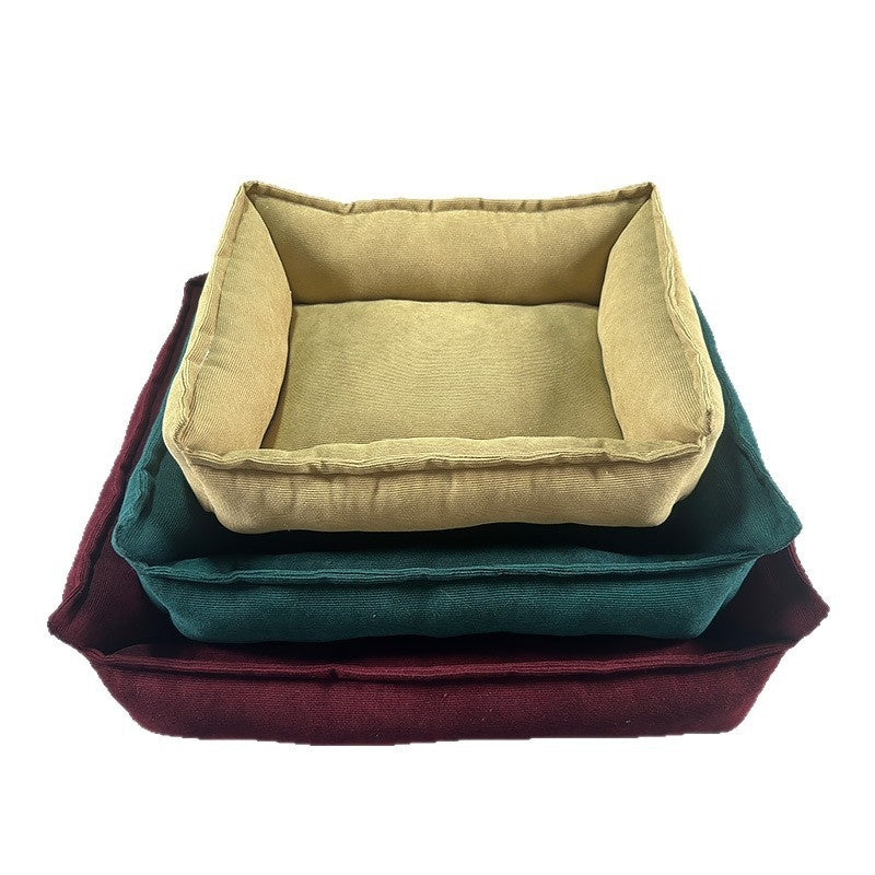 KFX-1146173 Solid Color Casual Non-Slip Dog Mat for All Seasons in Turmeric, Dark Green, and Wine Red