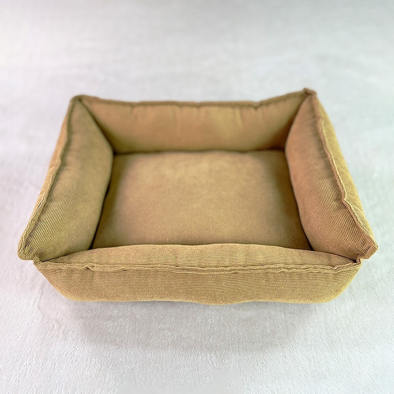 KFX-1146173 Solid Color Casual Non-Slip Dog Mat for All Seasons in Turmeric, Dark Green, and Wine Red