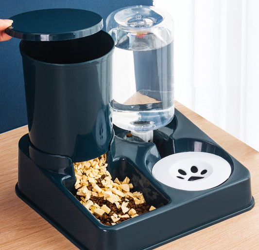 KFX-1148093 Automatic Pet Feeder with Integrated Cat and Dog Bowl for Convenient Feeding