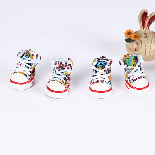 KFX-1148733 Breathable Canvas Dog Sneakers with Soft Rubber Soles for Summer Protection