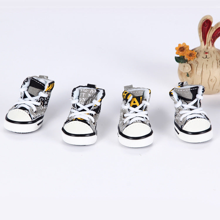 KFX-1148733 Breathable Canvas Dog Sneakers with Soft Rubber Soles for Summer Protection