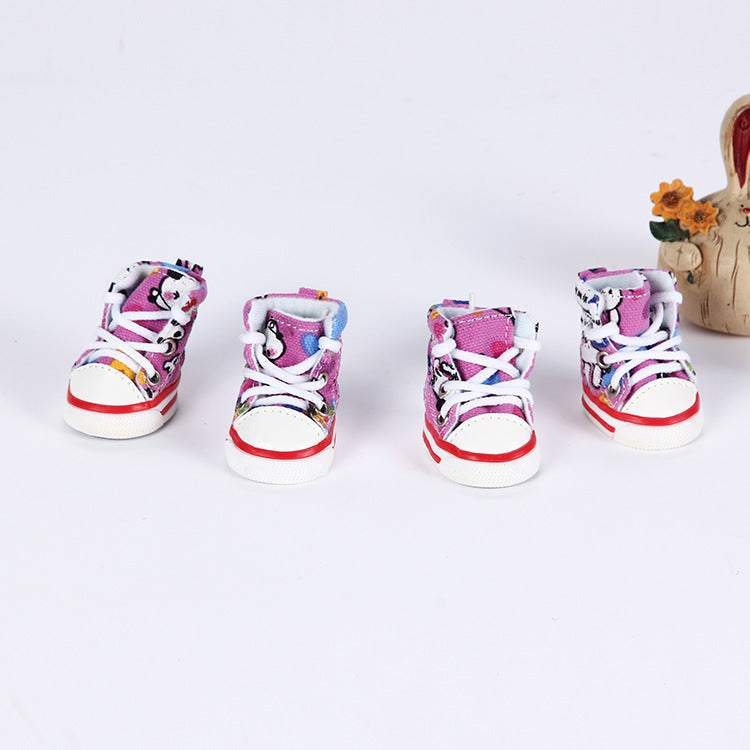 KFX-1148733 Breathable Canvas Dog Sneakers with Soft Rubber Soles for Summer Protection