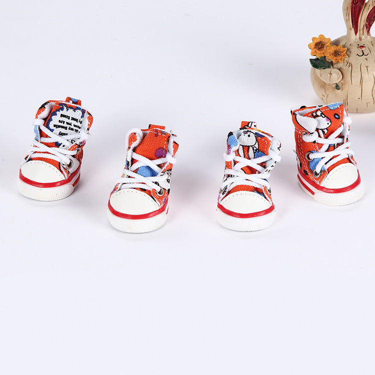 KFX-1148733 Breathable Canvas Dog Sneakers with Soft Rubber Soles for Summer Protection