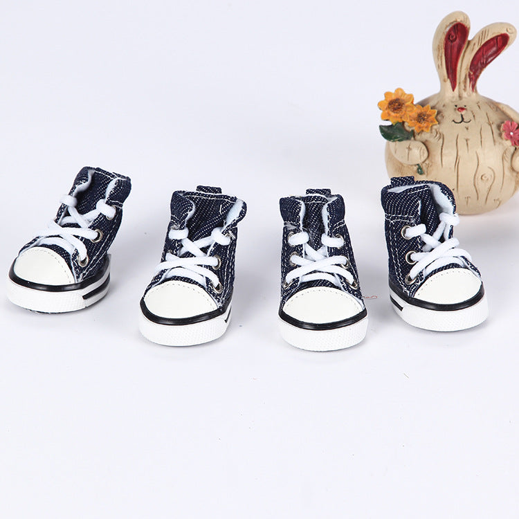 KFX-1148733 Breathable Canvas Dog Sneakers with Soft Rubber Soles for Summer Protection