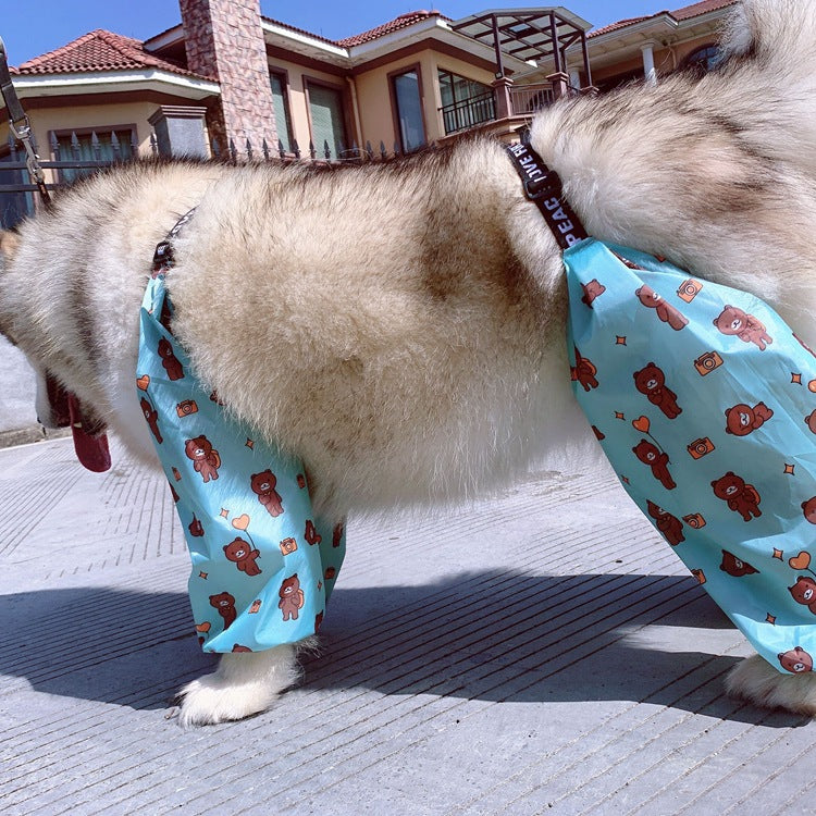 KFX-1149501 Adjustable Cotton Raincoat for Dogs - Four-Legged Waterproof Design in Yellow Green, Sizes S to XL