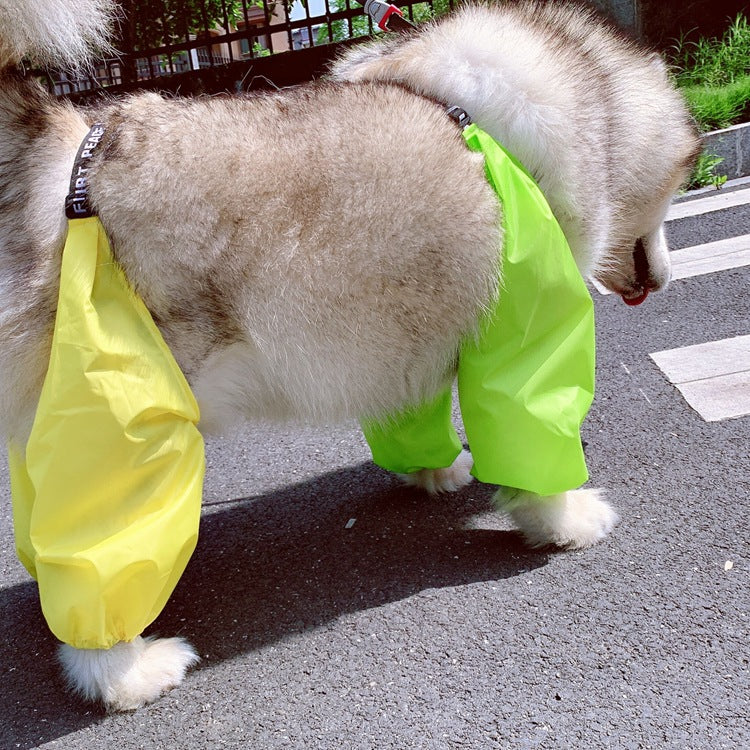 KFX-1149501 Adjustable Cotton Raincoat for Dogs - Four-Legged Waterproof Design in Yellow Green, Sizes S to XL