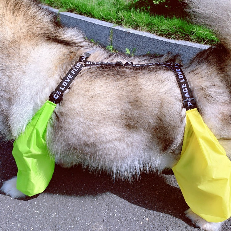 KFX-1149501 Adjustable Cotton Raincoat for Dogs - Four-Legged Waterproof Design in Yellow Green, Sizes S to XL