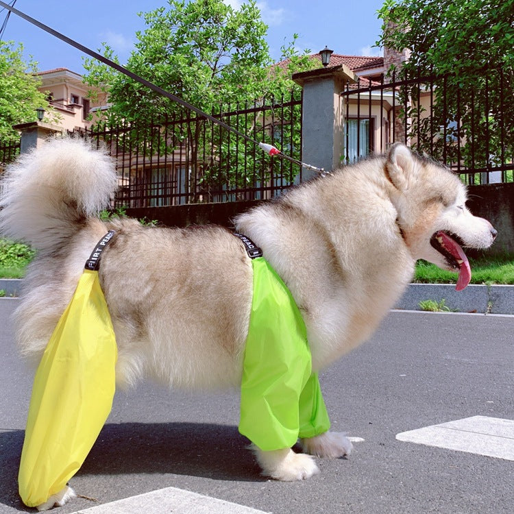 KFX-1149501 Adjustable Cotton Raincoat for Dogs - Four-Legged Waterproof Design in Yellow Green, Sizes S to XL