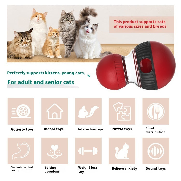 KFX-1150525 Rotating Cat Sound Food Dropping Ball Toy - Interactive Plastic Plaything for Pets