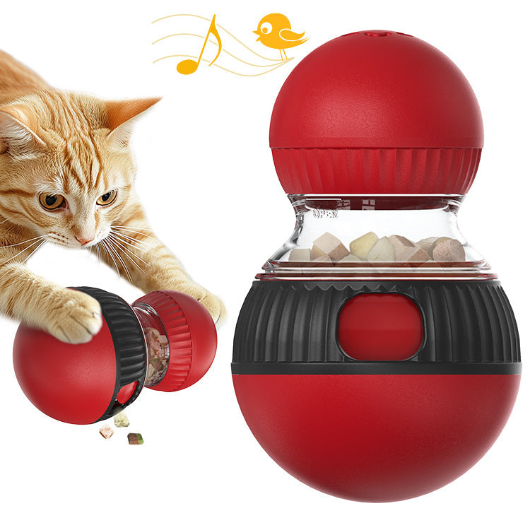 KFX-1150525 Rotating Cat Sound Food Dropping Ball Toy - Interactive Plastic Plaything for Pets