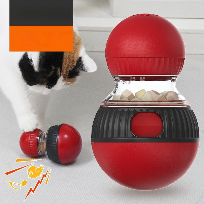 KFX-1150525 Rotating Cat Sound Food Dropping Ball Toy - Interactive Plastic Plaything for Pets