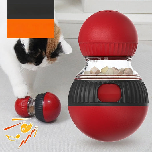 KFX-1150525 Rotating Cat Sound Food Dropping Ball Toy - Interactive Plastic Plaything for Pets
