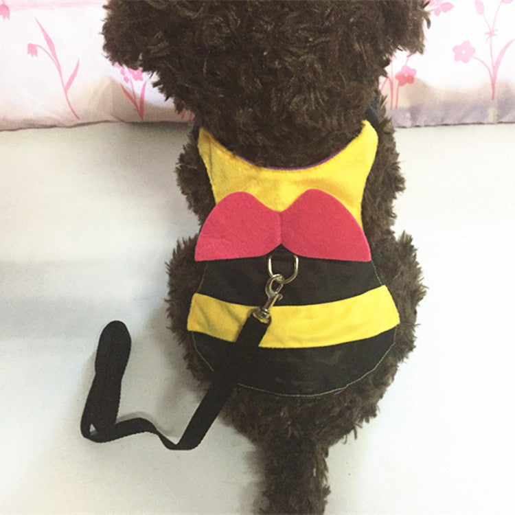 KFX-1151165 Cute Bee Costume for Cats and Rabbits with Adjustable Walking Harness in Multiple Sizes