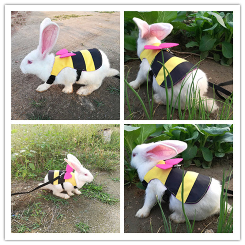 KFX-1151165 Cute Bee Costume for Cats and Rabbits with Adjustable Walking Harness in Multiple Sizes