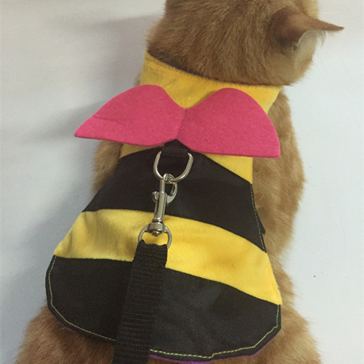 KFX-1151165 Cute Bee Costume for Cats and Rabbits with Adjustable Walking Harness in Multiple Sizes