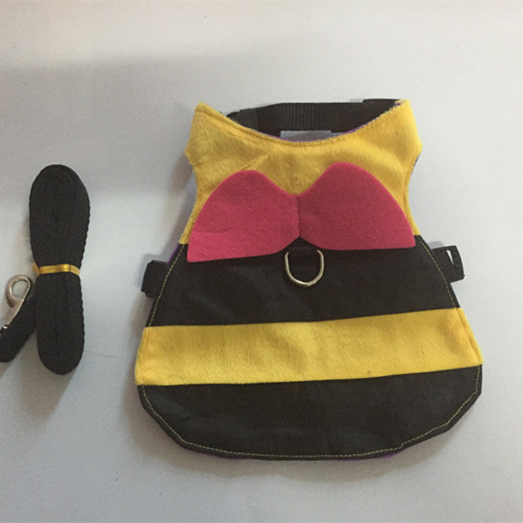 KFX-1151165 Cute Bee Costume for Cats and Rabbits with Adjustable Walking Harness in Multiple Sizes