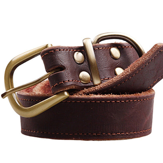 KFX-1152701 Cowhide Leather Pet Collar for Small and Medium Dogs - Monochrome Design, Adjustable Sizes 24CM to 65CM