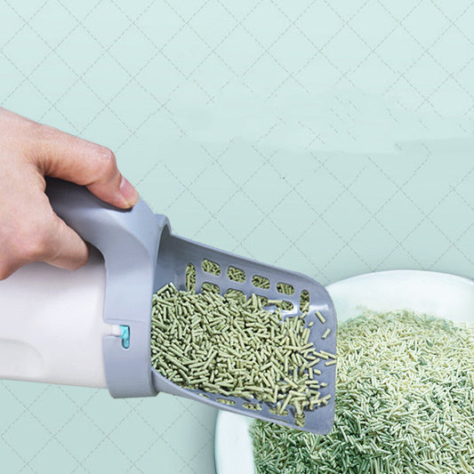 KFX-1153469 Integrated Cat Litter Shovel with Fine Hole Storage - Advanced Gray, Durable PP Material